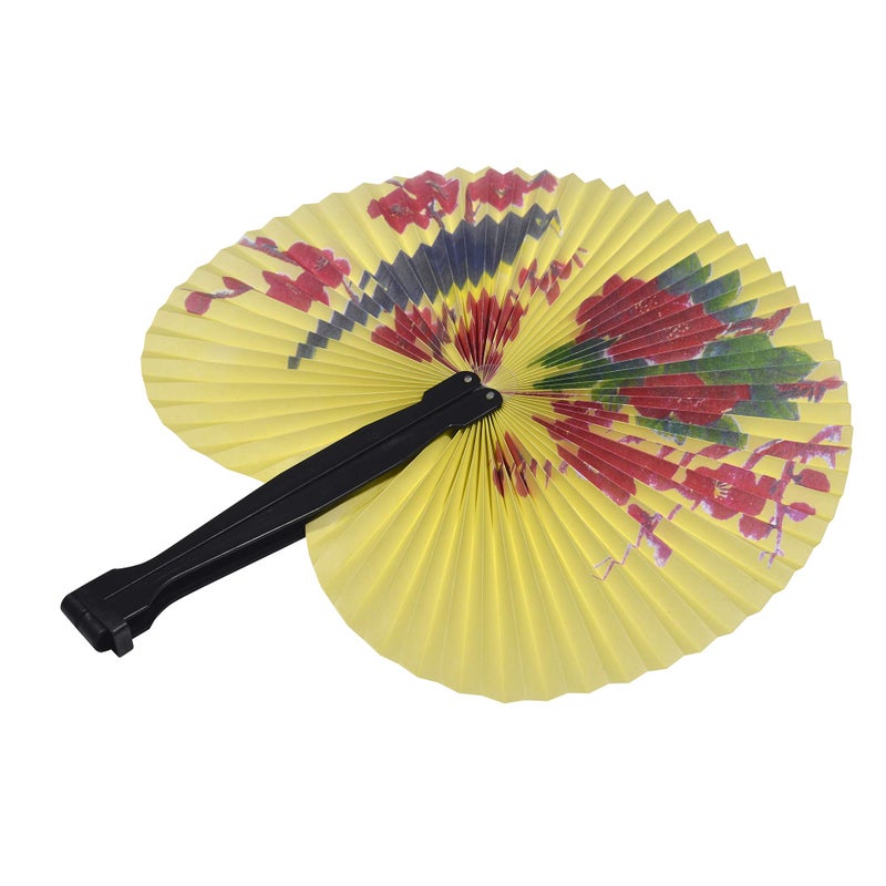 Bestage 20 Pcs Folding Handheld Fans Paper Chinese Oriental Floral Wedding Round Shaped Accordion Fans Assortment with Plastic Handle for Birthday Party Favors Supplies(Black Handle) - Image 5